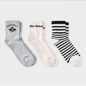 Universal Thread Mid Crew Socks 3 Pairs Women Shoe Size 4-10 Cotton cushionBlend